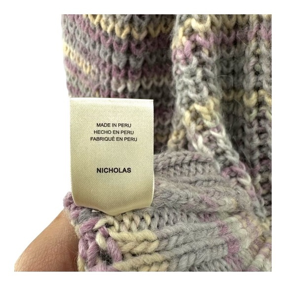 NICHOLAS | S Small Pastel Striped Alpaca Crew Sweater Oversized - Picture 7 of 11